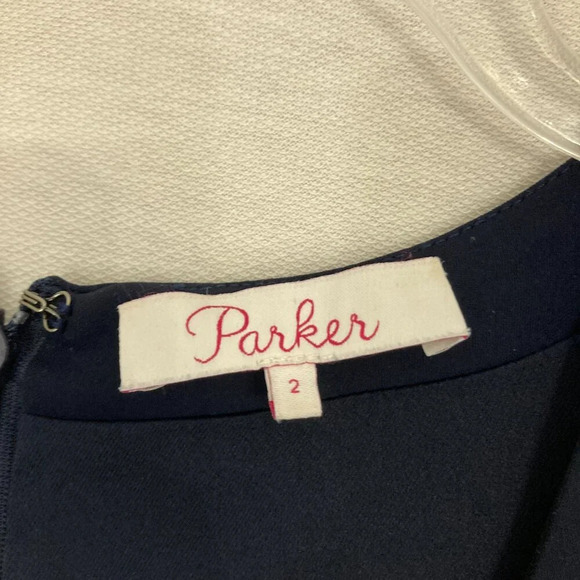 Parker Navy Flutter Sleeve V Neck Belted Rompers size 2 - Picture 2 of 9